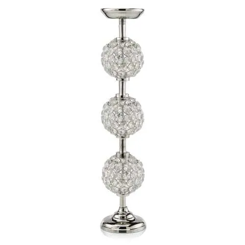 19" Pilar Triple Faux Crystal Ball Candleholder