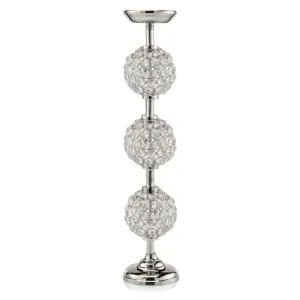 19" Pilar Triple Faux Crystal Ball Candleholder