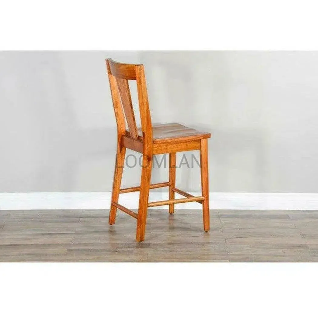 24" Slatback Solid Wood Counter Height Barstool in Cinnamon