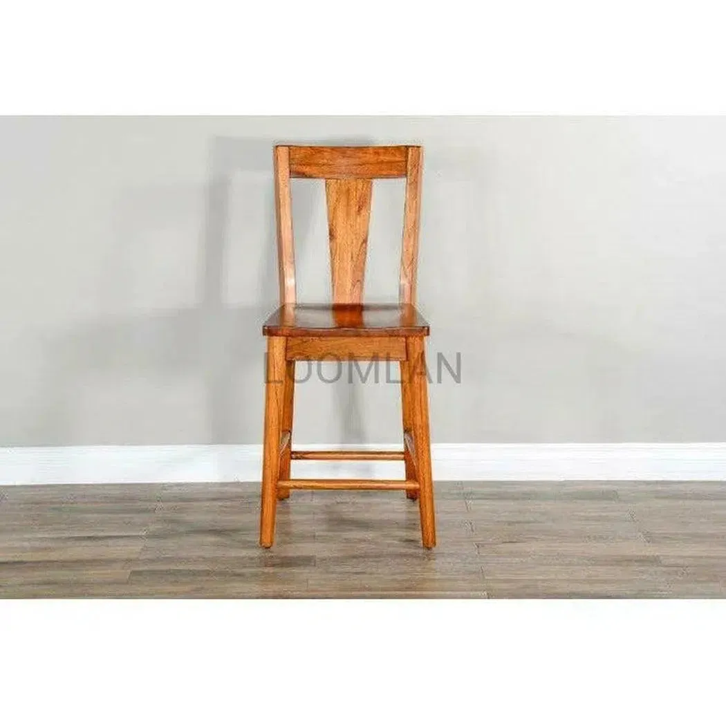 24" Slatback Solid Wood Counter Height Barstool in Cinnamon