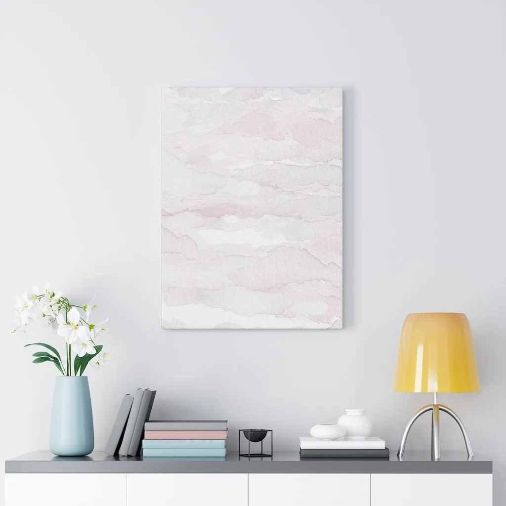 Abstract Canvas Art | White Pastel Pink Clouds