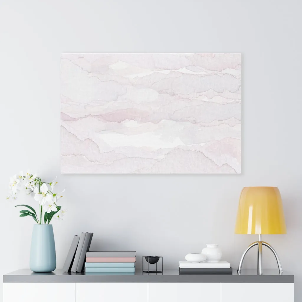 Abstract Canvas Art | White Pastel Pink Clouds