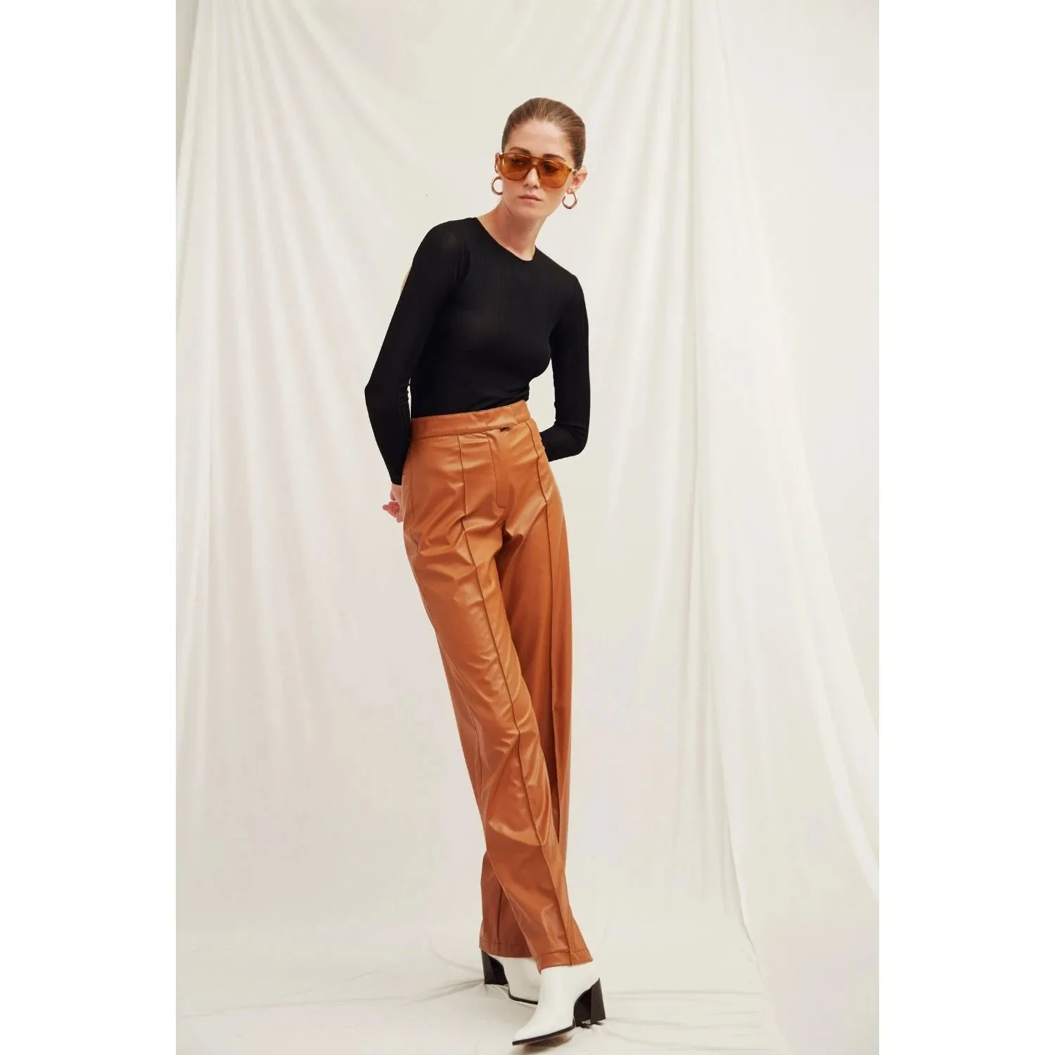 Alba Vegan Leather Wide-Leg Trousers