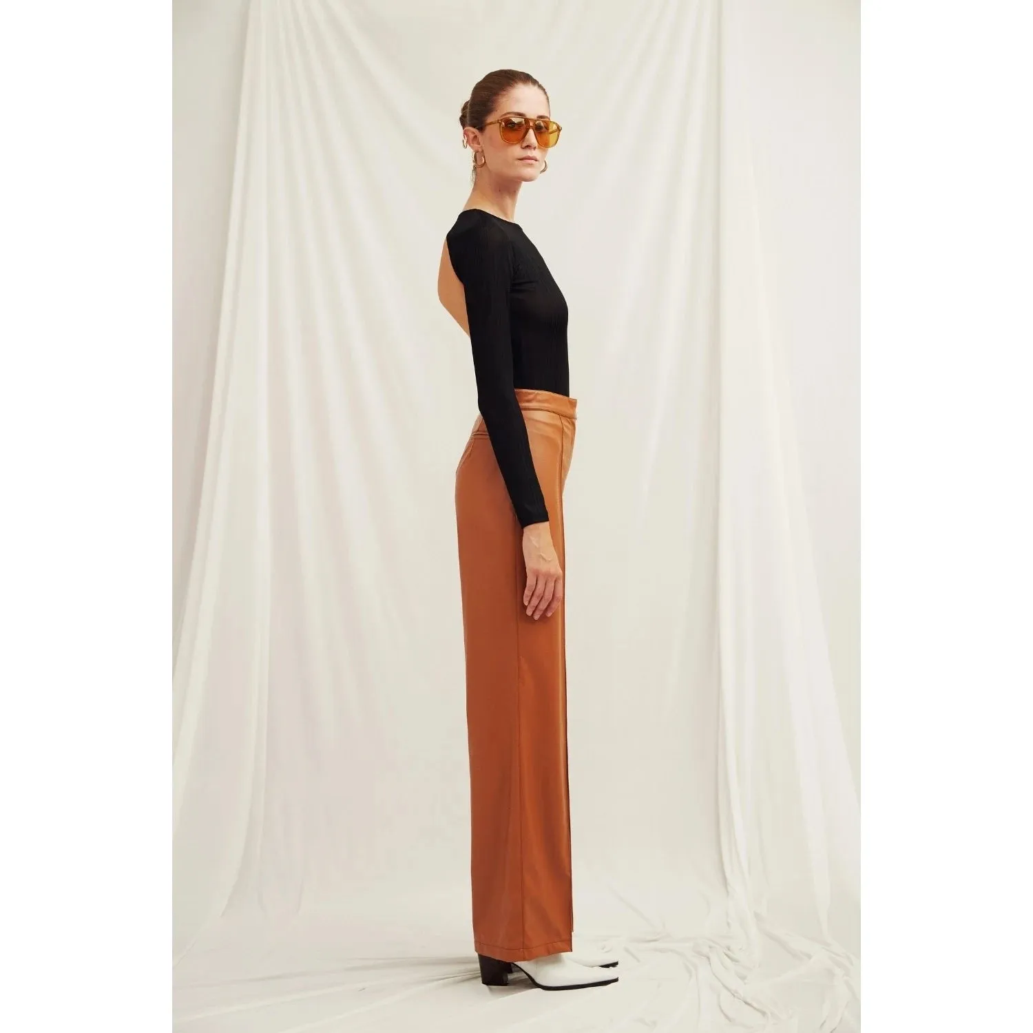 Alba Vegan Leather Wide-Leg Trousers