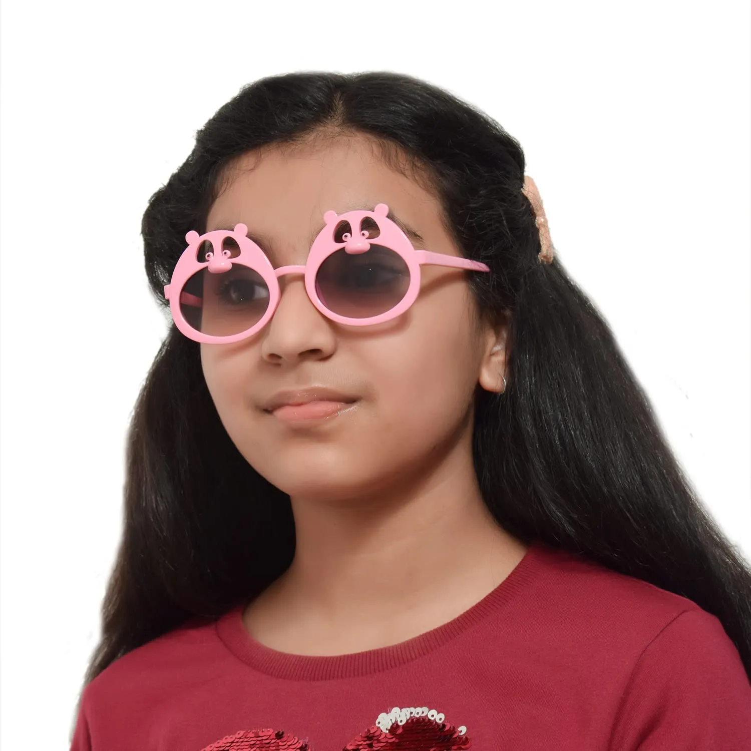 Amour Kids Pink Colour Unisex Cartoon Sunglass for Kids (3 to 7 years) with free protective hard case