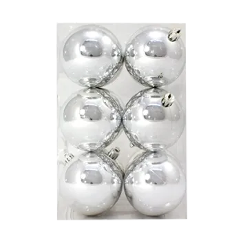 Bauble Shiny Silver 70mm - 12 Pack