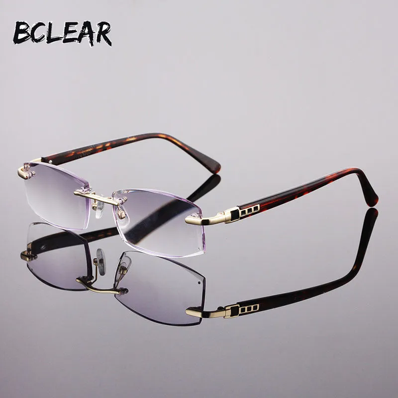 Bclear Brand Men's Reading Glasses Rimless 1.00 To  4.00