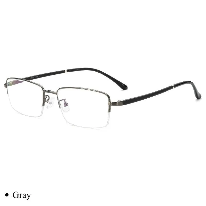 Bclear Men's Semi Rim Rectangle Alloy Eyeglasses With Clip On Polarized Sunglasses Zt9338