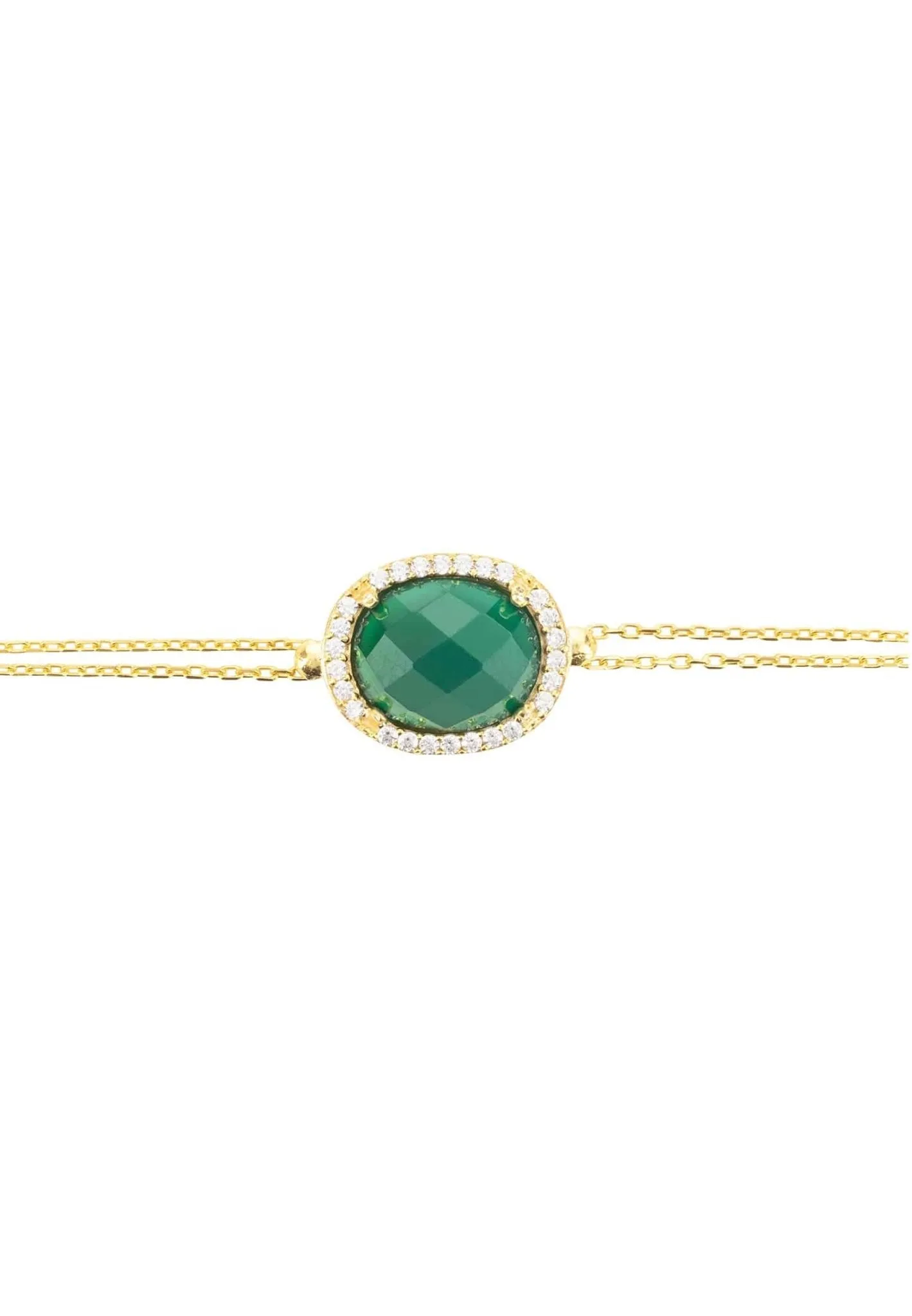 Beatrice Oval Gemstone Bracelet Gold Green Onyx