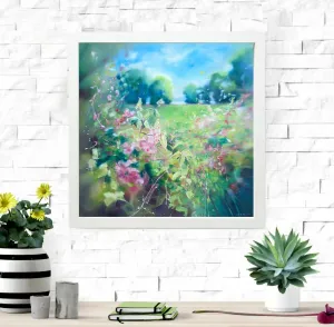 Beyond the Hedgerow - Framed Canvas Print