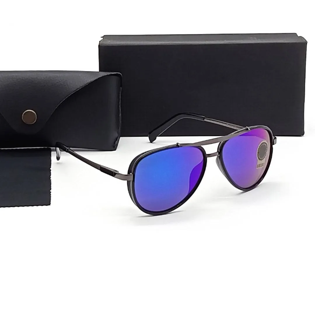 Black Blue Mercury Mirror Aviator Sunglasses 4414