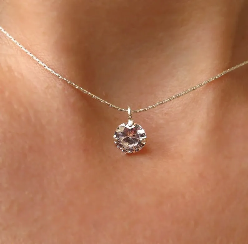 Black Cubic Zirconia Charm Necklace