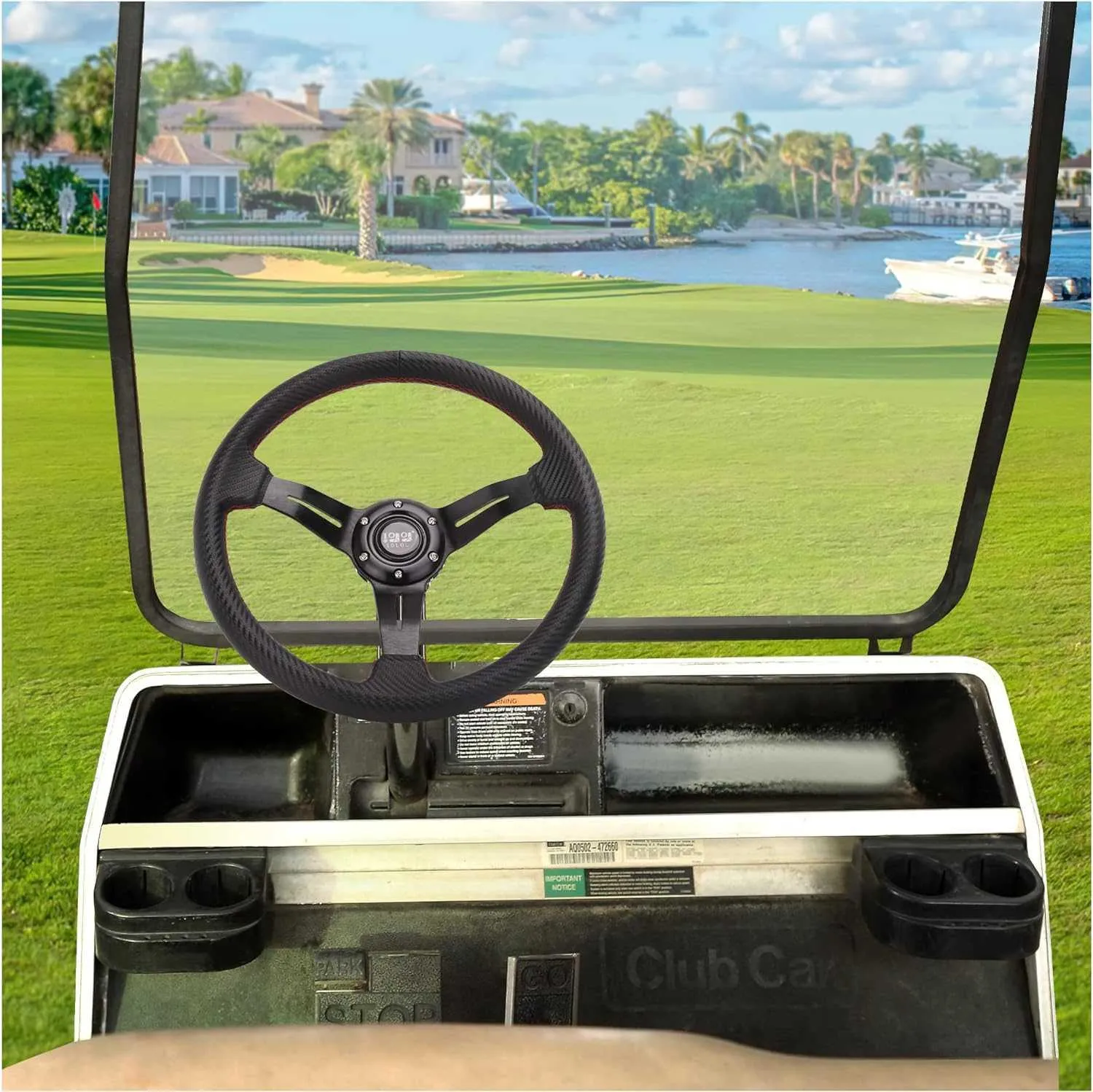 Black Golf Cart Steering Wheel for EZGO Club Car Yamaha - 10L0L