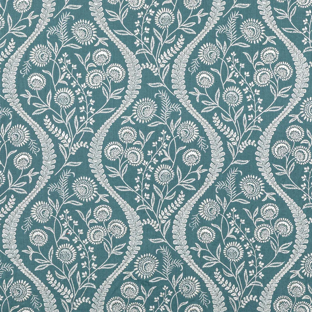 Blue Embroidered Fabric