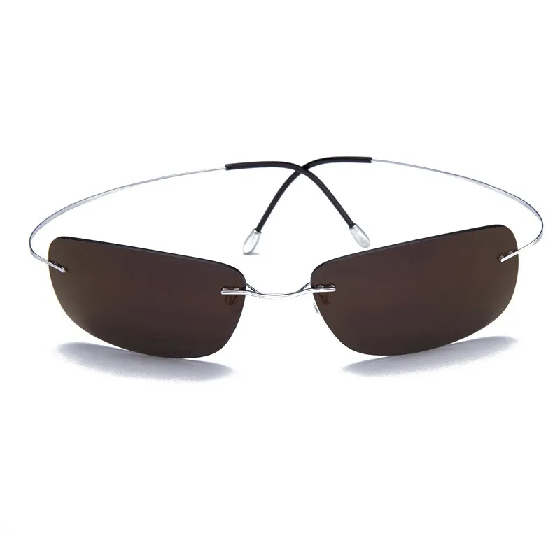 Brightzone Men's Sunglasses Rimless Titanium Polarized Super Light