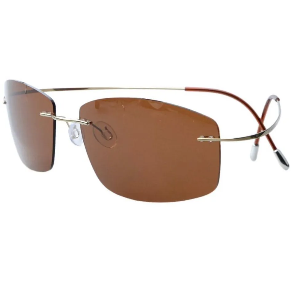 Brightzone Men's Sunglasses Rimless Titanium Polarized Super Light