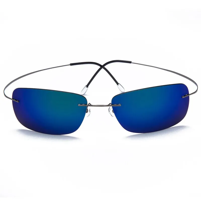 Brightzone Men's Sunglasses Rimless Titanium Polarized Super Light