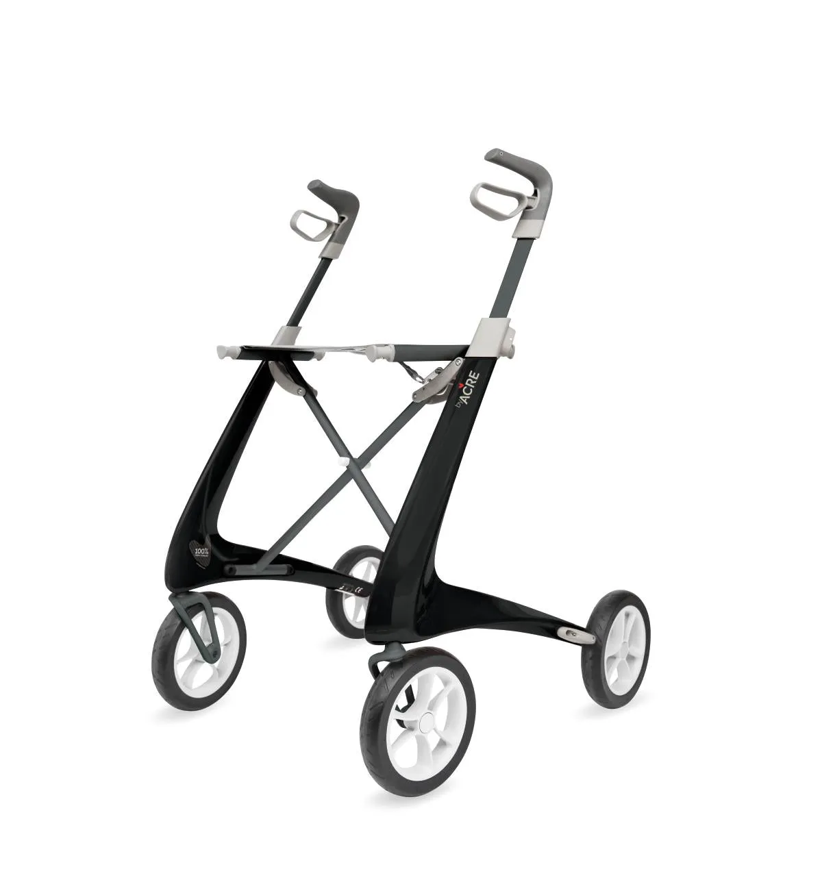 Carbon Fiber Ultralight Rollator, Regular Seat, White