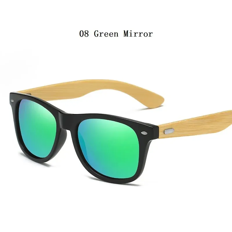 Classic Square Bamboo Wood Sunglasses Men Women High Quality Vintage Driving Fishing Sun Glasses Brand Design Anti-glare Eyewear