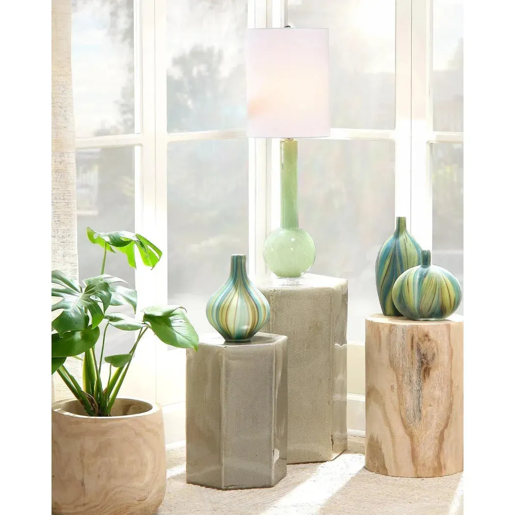 Coastal Style Green Glass Studio Table Lamp