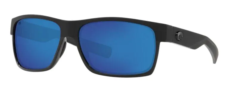 Costa Del Mar Half Moon Shiny Black Frame - Blue Mirror 580 Glass Lens - Polarized Sunglasses