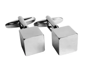 Cube Square Shiny Silver Cufflink