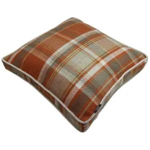 Deluxe Large Tartan Burnt Orange   Grey Box Cushion 50cm x 50cm x 5cm