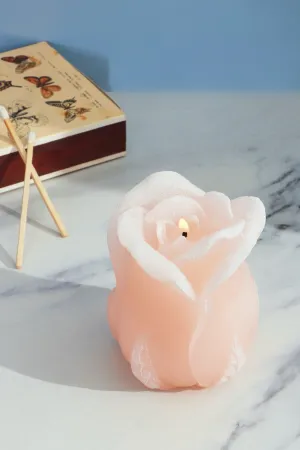 Elegant Pink Rose Decorative Candle