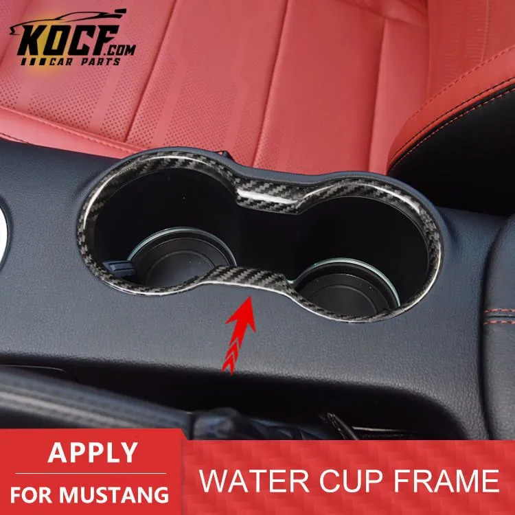 ES N-YM-264 Carbon Fiber Car Interior Trims Stickers Carbon Fiber Water Cup Frame For Mustang 2015 