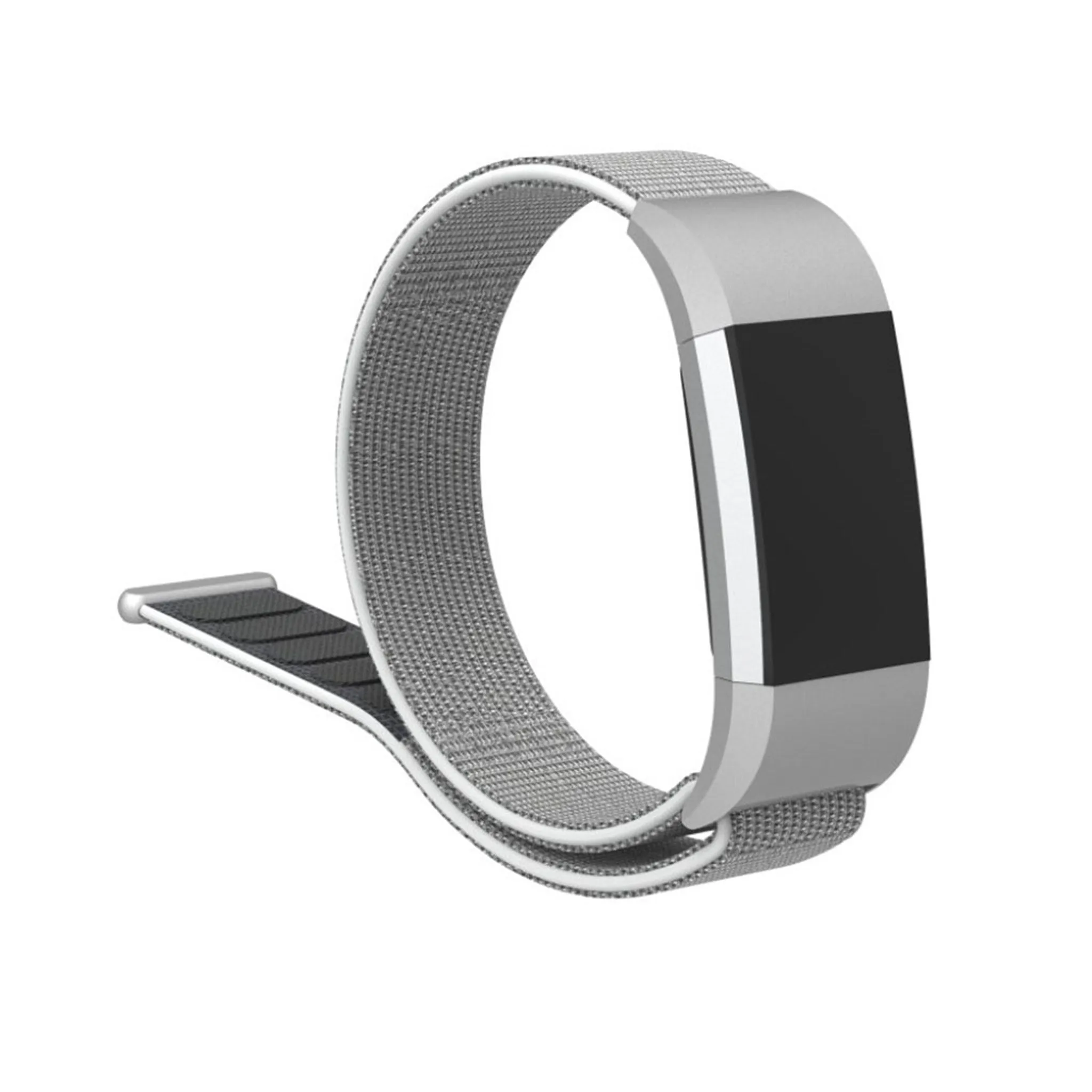 Fitbit Charge 2 velcro closure flexible nylon watch strap replacement - Silver