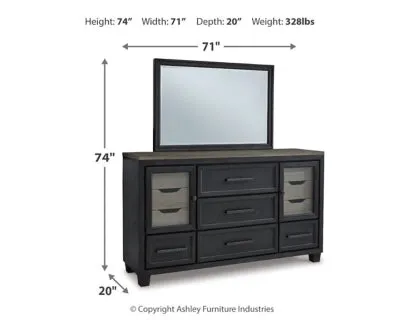 Foyland California King Panel Storage Bed with Mirrored Dresser and 2 Nightstands