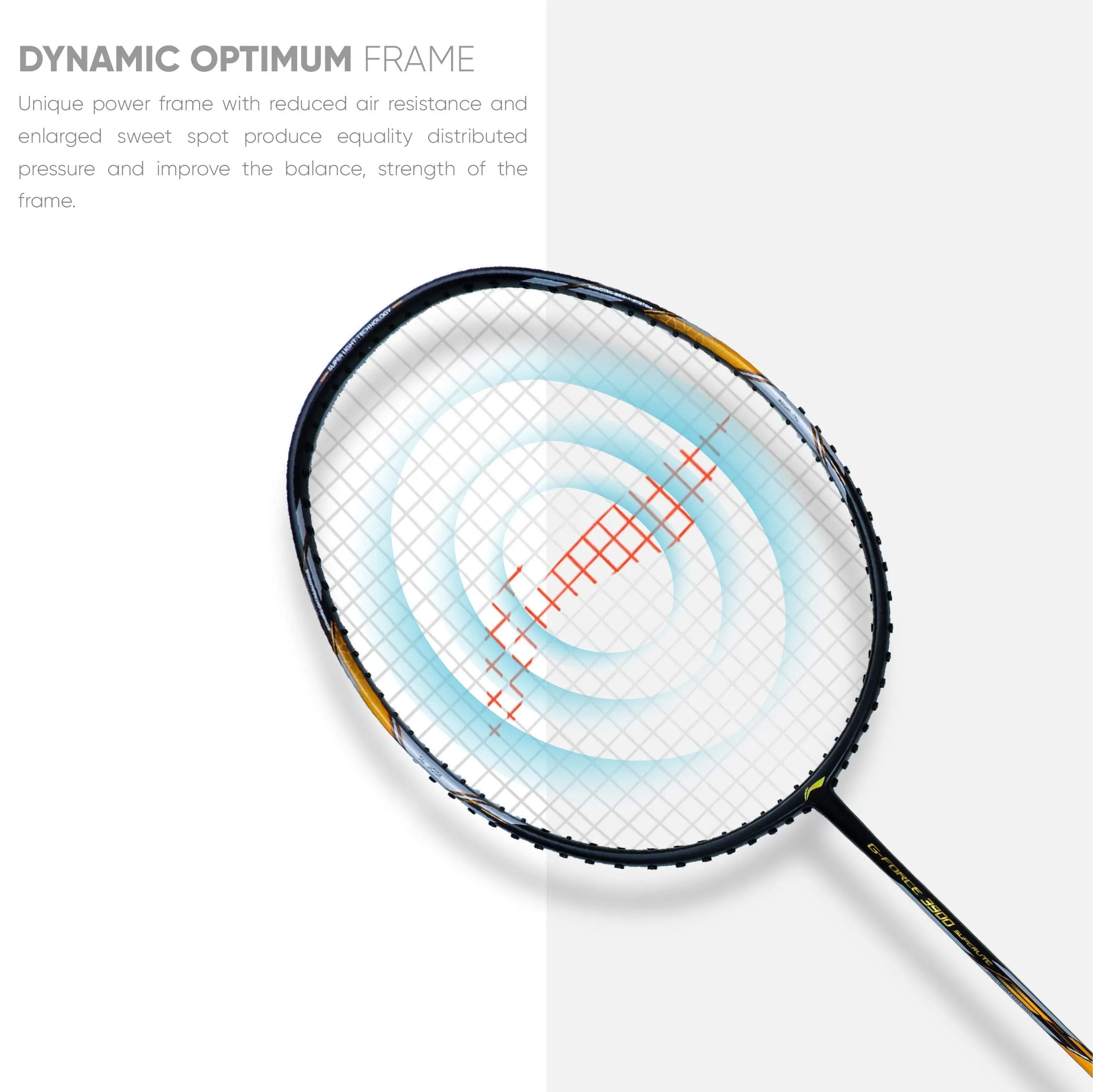 G-Force 3900 Superlite Carbon Fibre Strung Badminton Racket (Black | Gold | G4 - 4 1/2 inches)