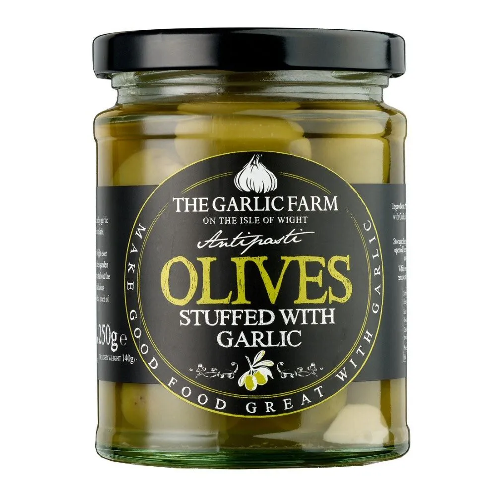 Garlic Farm 250g Green Olives Stuffed with Garlic