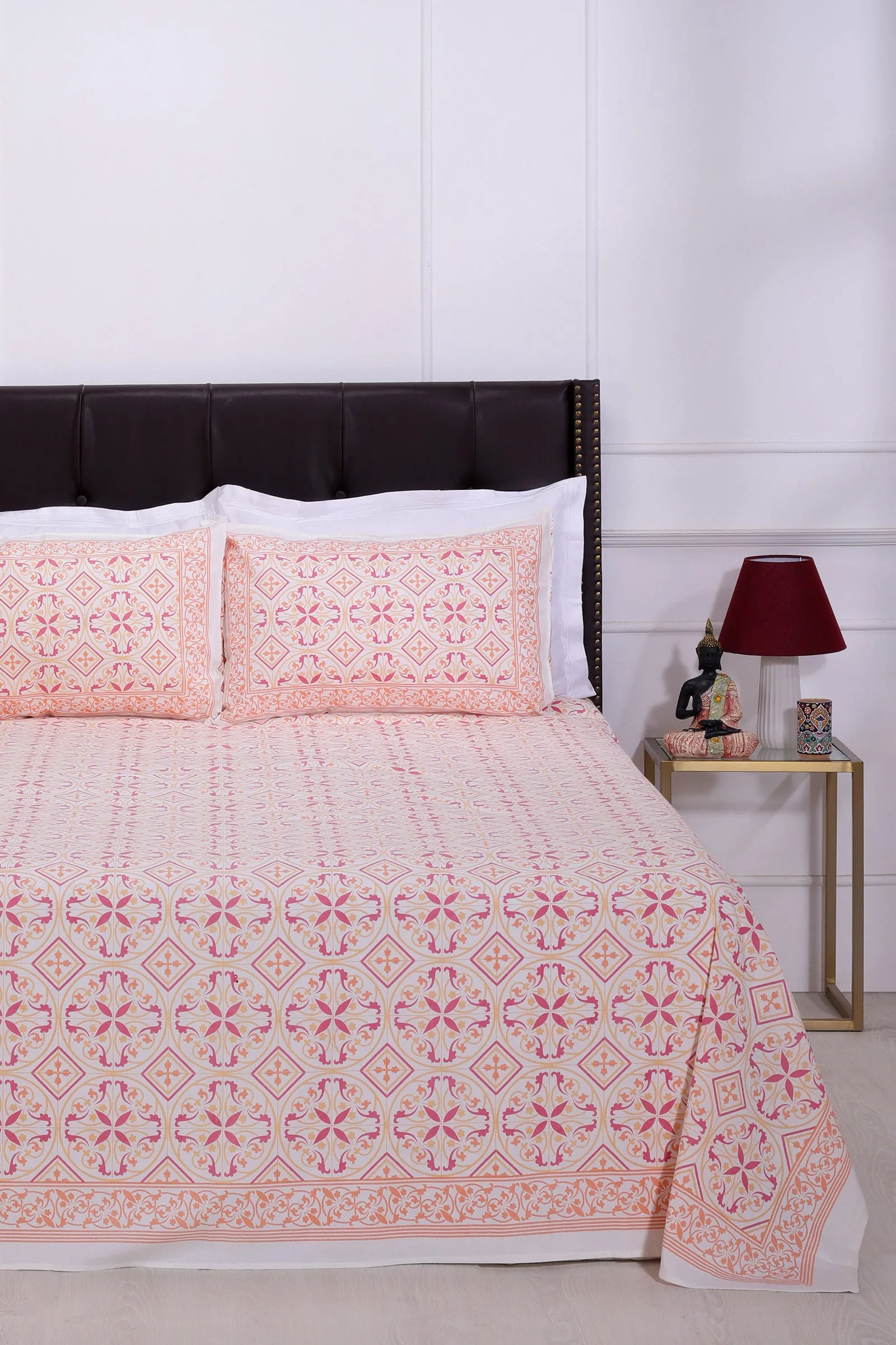 Gayatri Mosaic Orange Cotton Bedsheet