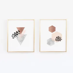 Geo Scandinavian Copper Wall Art - Set of Two