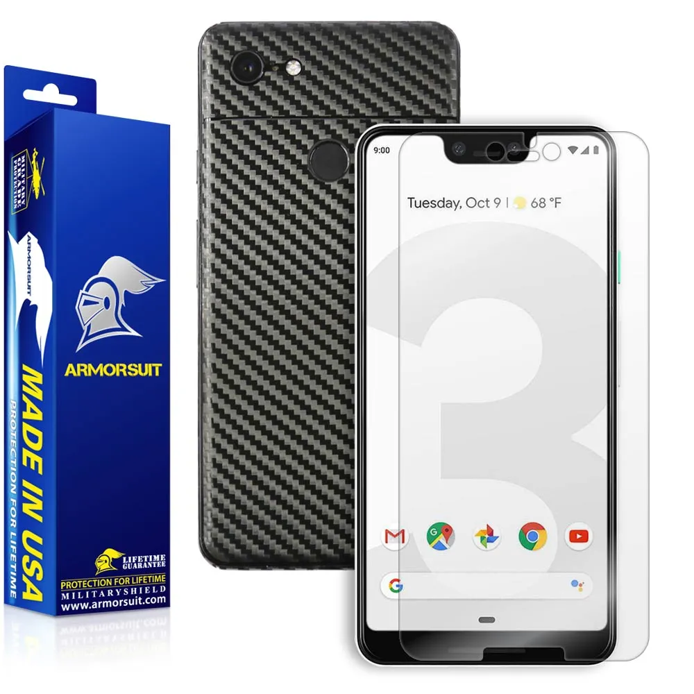 Google Pixel 3 XL Screen Protector   Black Carbon Fiber Skin