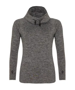 Grey Melange - Women's cool cowl neck top