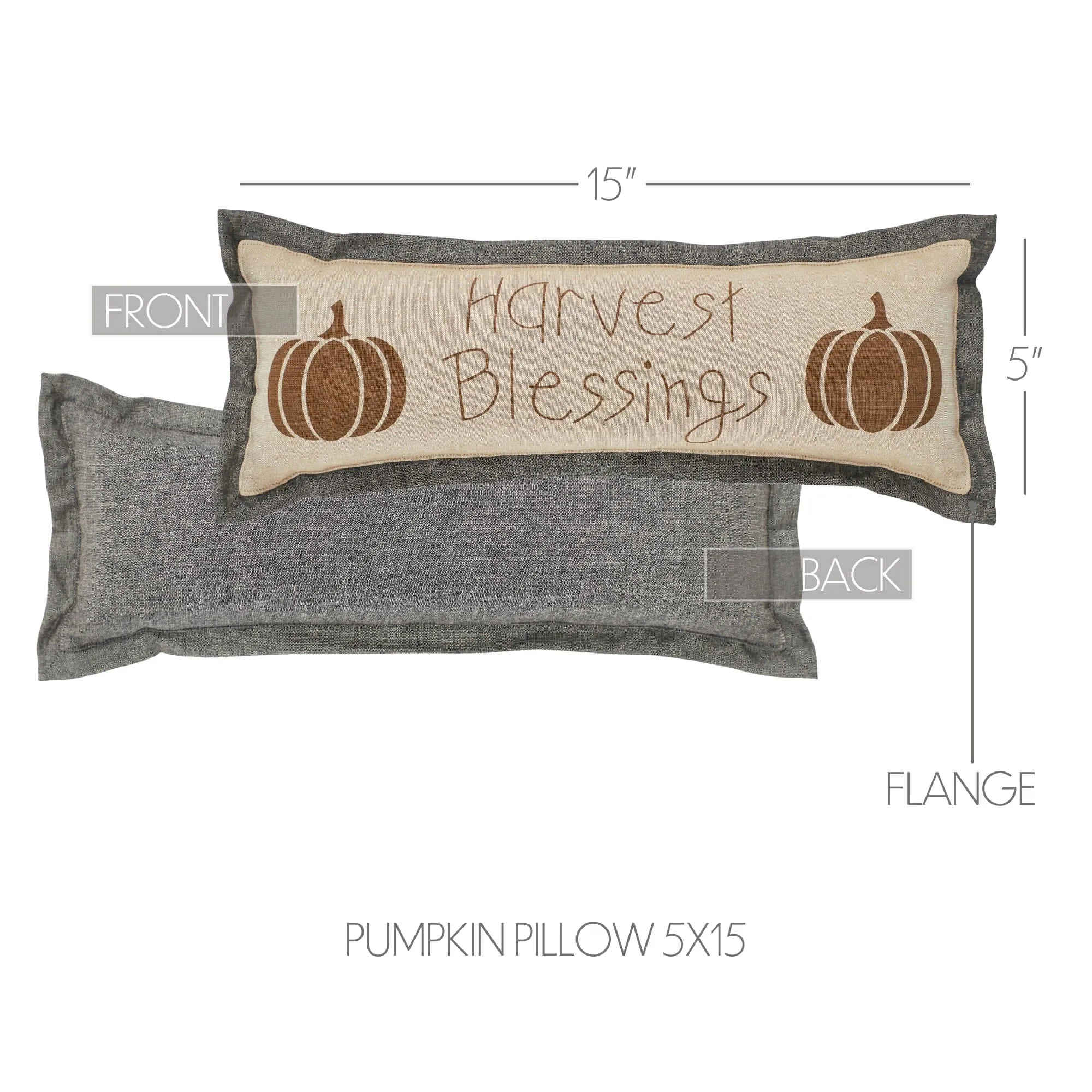 Harvest Blessings Pumpkin Pillow 5x15"