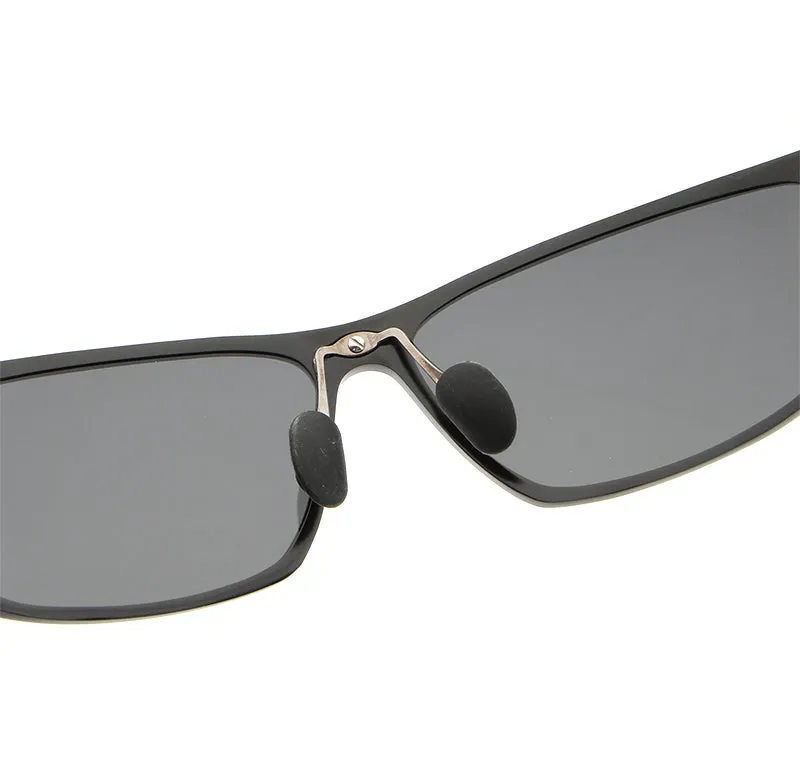 Hdcrafter Men's Full Rim Aluminum Magnesium Rectangle Frame Polarized Sunglasses L2179