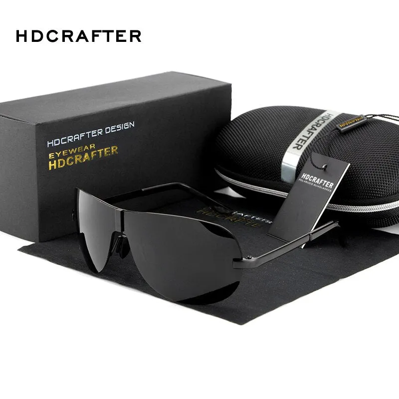 Hdcrafter Men's Full Rim Rectangle Oval Alloy Frame Polarized Sunglasses