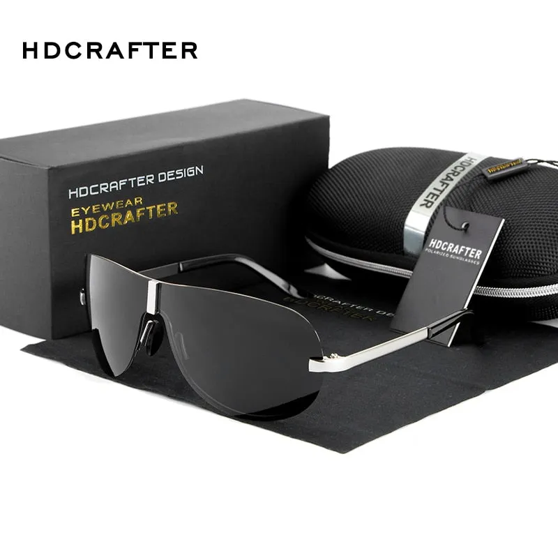 Hdcrafter Men's Full Rim Rectangle Oval Alloy Frame Polarized Sunglasses