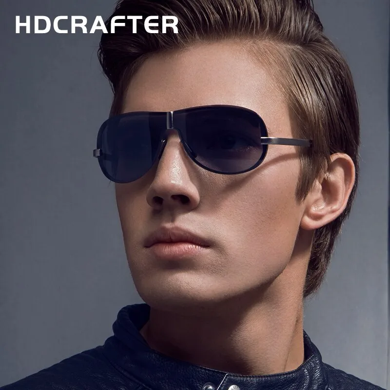 Hdcrafter Men's Full Rim Rectangle Oval Alloy Frame Polarized Sunglasses