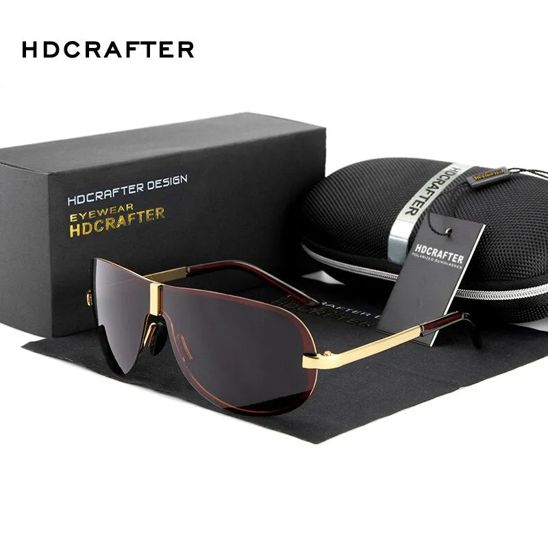 Hdcrafter Men's Full Rim Rectangle Oval Alloy Frame Polarized Sunglasses