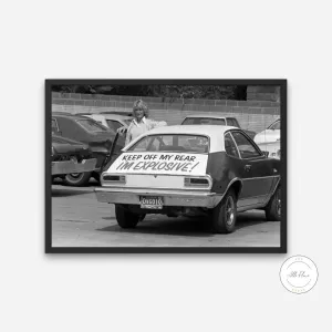 Keep Off My Rear I'M Explosive Black & White Vintage Wall Art PRINTABLE WALL ART, Vintage Women Print, Funny Vintage Photography, Vintage Car