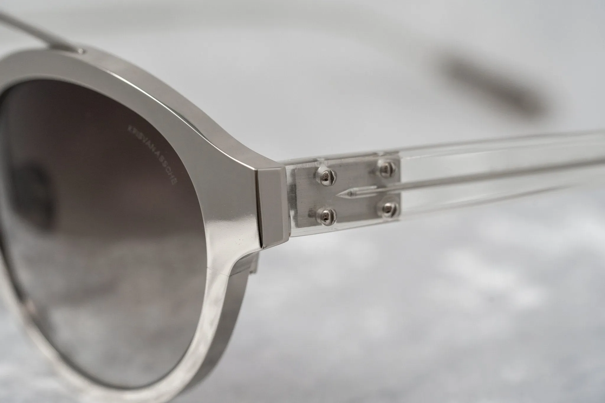 Kris Van Assche Sunglasses Round Shiny Silver and Grey