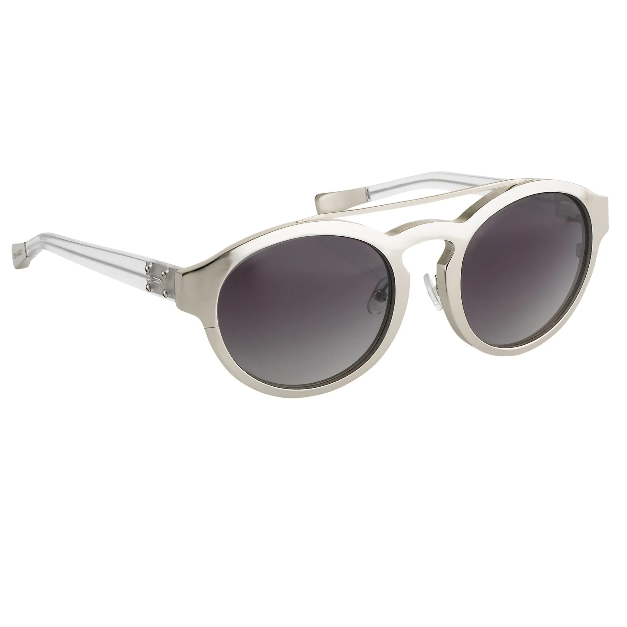 Kris Van Assche Sunglasses Round Shiny Silver and Grey