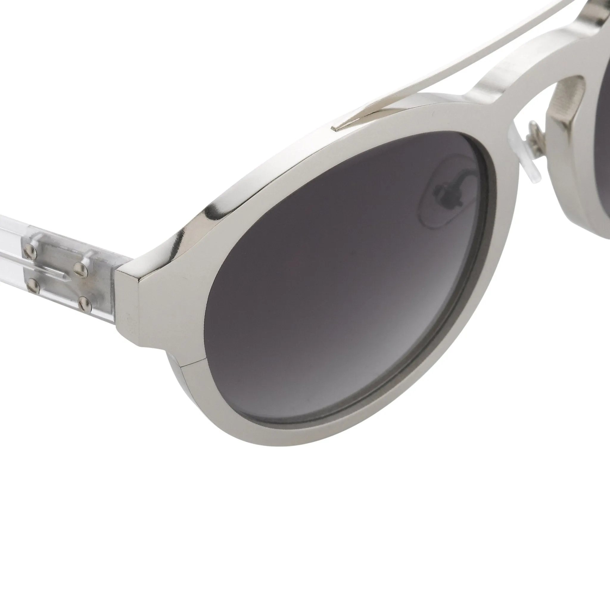 Kris Van Assche Sunglasses Round Shiny Silver and Grey