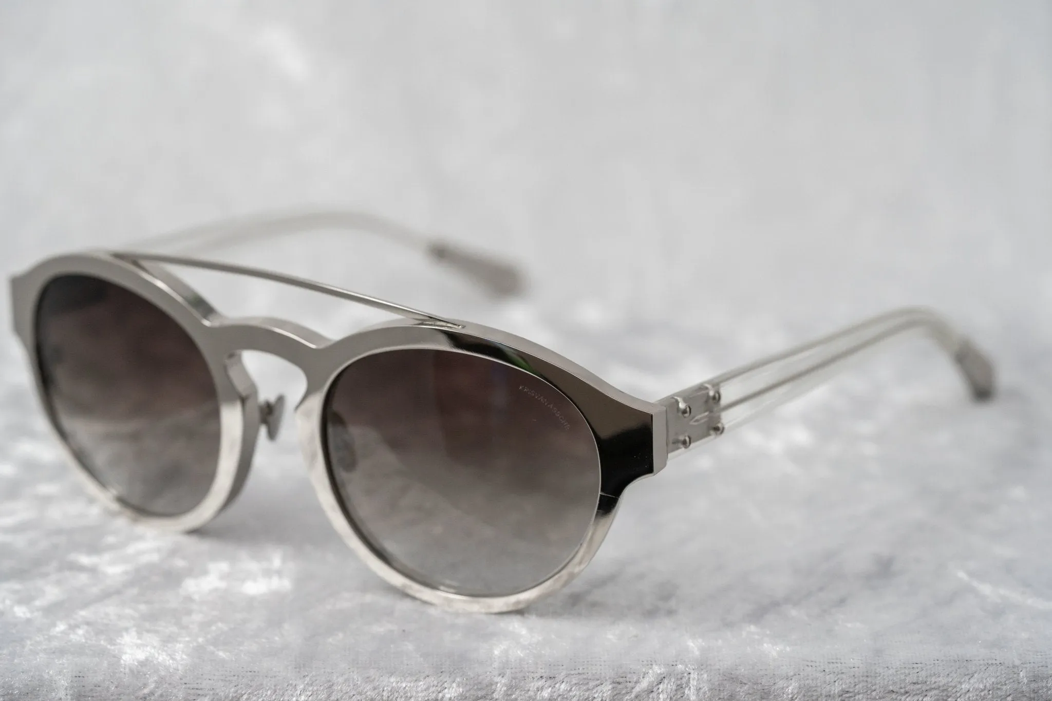 Kris Van Assche Sunglasses Round Shiny Silver and Grey