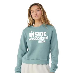 Ladies Crewneck Sweatshirt with The Inside Wisconsin Show Logo - Blue Lagoon