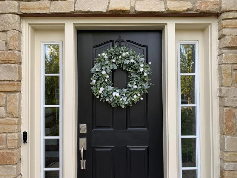 Lamb's Ear and Eucalyptus Wreath with Mini Ranunculus